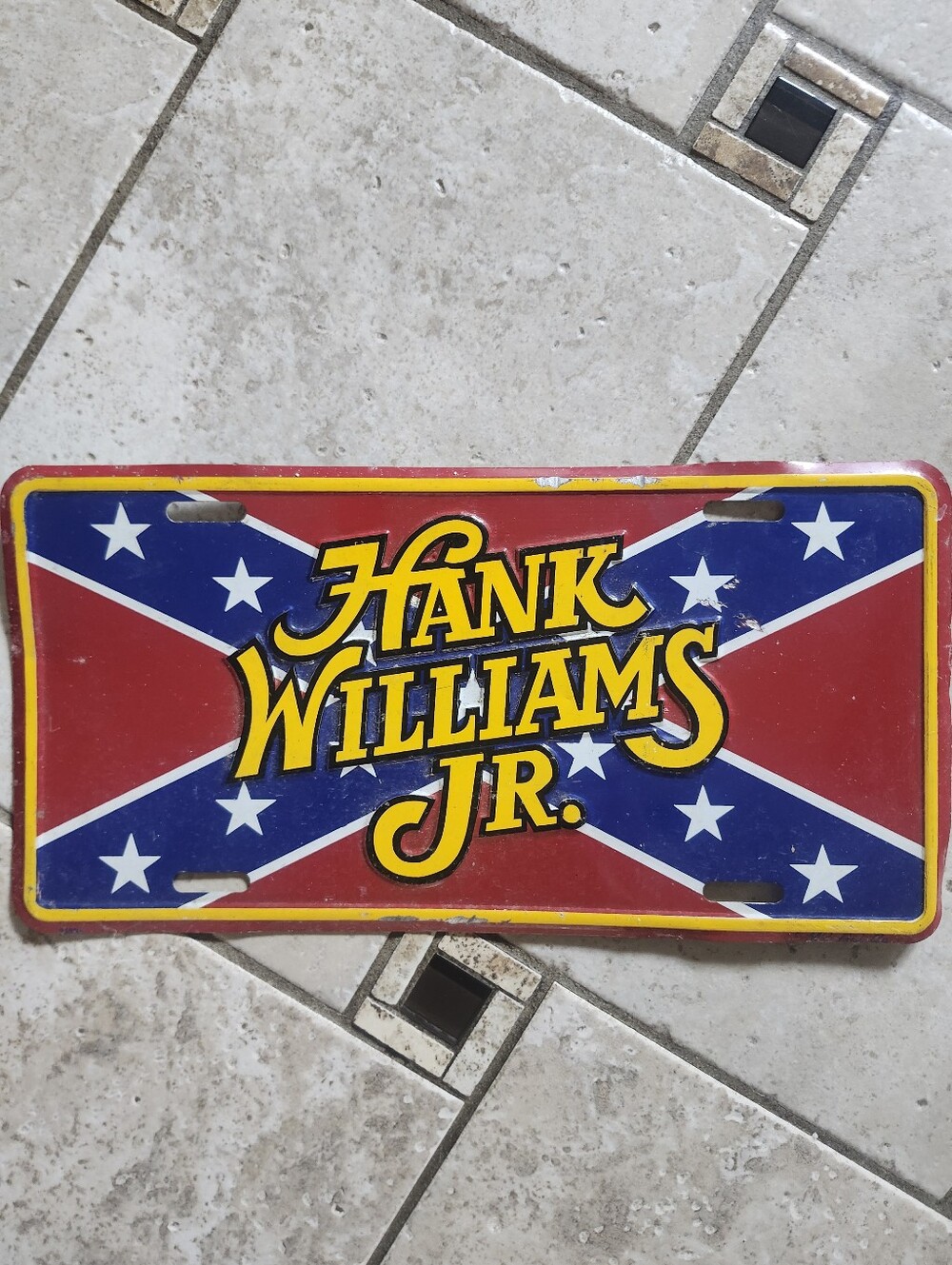 Novelty Hank Williams Jr. License Plate  Red & Blue